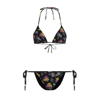 Dolce & Gabbana Bikinis, female, Black, Size: XS Small floral-print triangle bikini