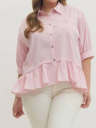 Entro Sweetheart Gingham Top In Pink