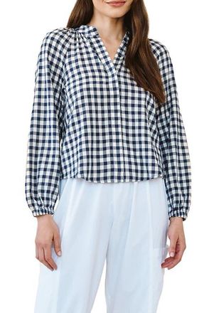 Bella Dahl Gingham Long Sleeve Popover Top in Navy Gingham at Nordstrom, Size X-Small
