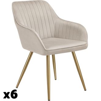 TecTake 6 sillas de comedor, aterciopeladas, 58 x 62 x 82 cm, gris topo/oro