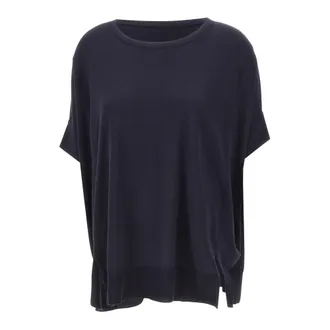 Elena Miro Truien & Vesten, Dames, Blauw, M, Katoen, Geribbelde Trui met Ronde Hals