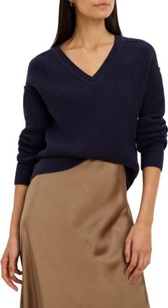 Nic+Zoe Cozy Cottage V-Neck Sweater in Dark Indigo at Nordstrom, Size Medium
