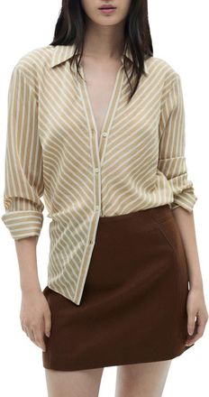 Mango Wool Blend Miniskirt in Brown at Nordstrom, Size 4