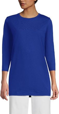 Lands End 3/4 Sleeve Cotton Supima Tunic in Vibrant Lapis at Nordstrom, Size X-Large P
