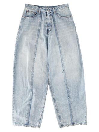 Maison Margiela Relaxed Wide-Leg Trousers with Light Blue Washed Denim Finish