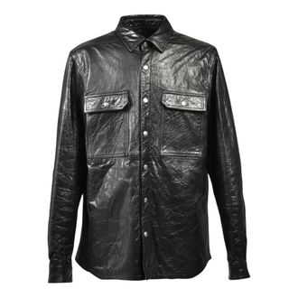 Rick Owens Outershirt - Heren - Casual Overhemden - Zwart - M - Leer - Overhemden