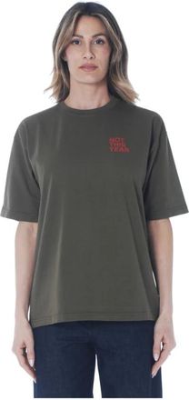 Aspesi T-shirt van katoen met print - Dames - T-shirts - Groen - S - Katoen - Tops