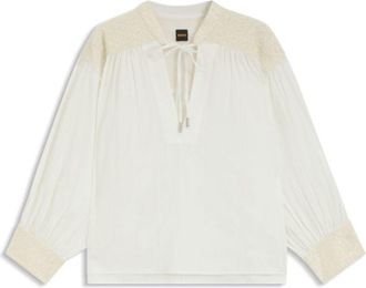 BOSS Regular-fit blouse in dobby cotton voile