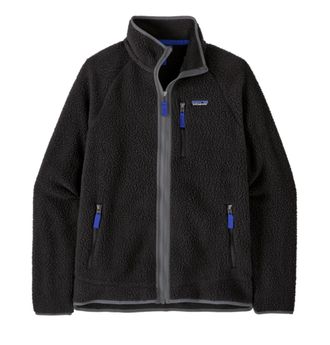 Patagonia Mens Ms Retro Pile JKT Sweatshirt, Black W/Forge Grey, L