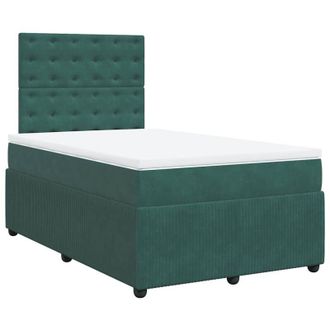 vidaXL Vidaxl - Cama Box Spring Con Colch&oacute;n Terciopelo Verde Oscuro 120x200 Cm