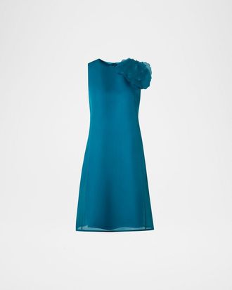 Akris 3D Anemone Corsage Silk Organza Dress