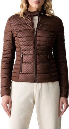 Guess Nieuwe Vona Block Embossed Donsjack - Dames - Winterjassen - Bruin - XS - Polyester - Jassen
