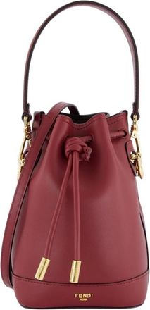 Fendi Tassen, Dames, Rood, ONE Size, Leer, Mon Tresor Mini Bucket Bag