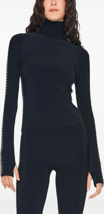 Norma Kamali stud-embellished turtleneck T-shirt - Black