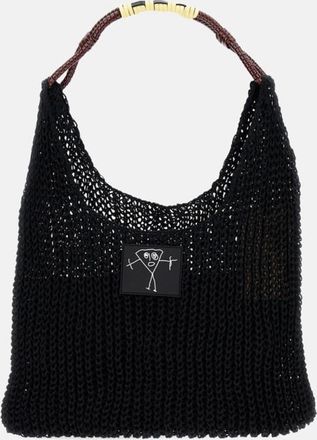 Plan C Black logo-patch shoulder bag