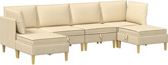 vidaXL Juego De Sof&aacute; Modular Con Almacenamiento 6 Uds. Crema Tela Vidaxl