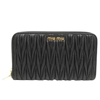 Miu Miu Pre-owned Matelasse 5M0506 Lange portemonnee (bi-fold) - Dames - Vintage Accessoires - Zwart - ONE Size - Leer - Vintage