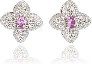 Suzy Levian Sapphire Clover Stud Earrings in Pink at Nordstrom Rack