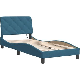 vidaXL Estructura Cama Con Luces Led Terciopelo Azul 90x200 Cm Vidaxl