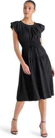 Steve Madden Archie Bow Ruched Dress in Black at Nordstrom, Size X-Large