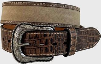 Roper Mens Crazy Horse Trim Leather Belt In Cognac/tan