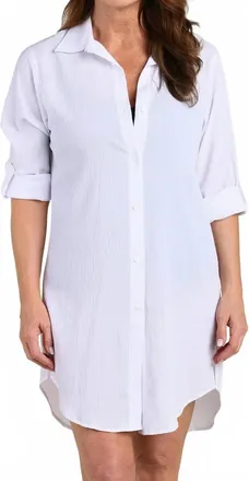 Maxine Of Hollywood Woven Covers Button Down Tunic In White