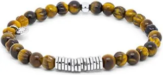 Tateossian Mens Classic Discs Beaded Bracelet in Brown at Nordstrom, Size Large