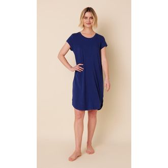The Cats Pajamas Pima Knit Short Sleeved Sleep Shirt in Classic Marine Blue at Nordstrom, Size X-Large