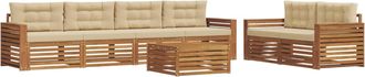 vidaXL Conjunto De Sof&aacute;s De Exterior 7 Uds. Natural Y Beige Vidaxl