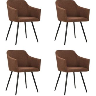 vidaXL Sillas De Comedor 4 Unidades Tela Marr&oacute;n Vidaxl