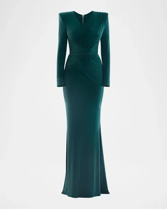 Zhivago Desires are Memories Long-Sleeve Jersey Gown