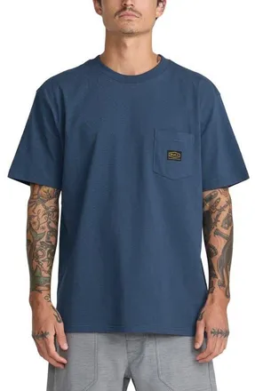 Rvca Americana Pocket Label Cotton T-Shirt in Dark Denim at Nordstrom, Size Xx-Large