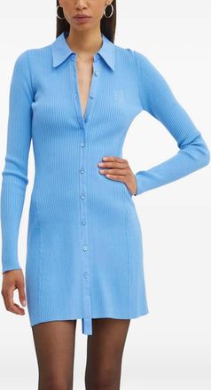 Moschino ribbed buttoned mini dress - women - Viscose/Polyester - M - Blue