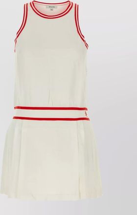 Sporty & Rich pleated dress round neck contrast trim