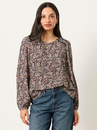 Fat Face FatFace Sofia Navy Meadow Petite Embroidered Blouse