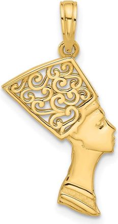 Diamond2Deal 14k Yellow Gold Fancy Nefertiti Profile Charm Pendant