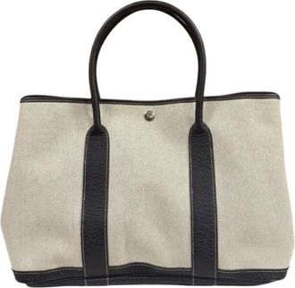 Hermès Garden Beige Brown Toile H Leather Tote Bag (Pre-Owned)