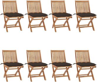 vidaXL Vidaxl - Sillas De Jard&iacute;n Plegables 8 Uds Madera Maciza Teca Con Cojines