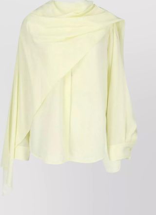 Calvin Klein draped long sleeve asymmetric top with buttons