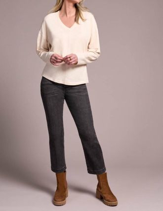 Tribal Slub Knit Flatlock Top In Moonstone