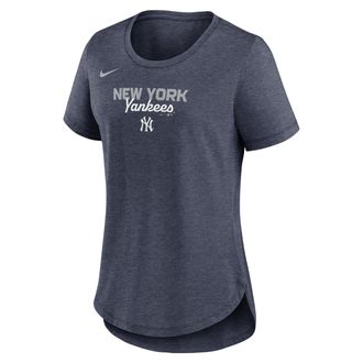 Nike New York Yankees Arched Team Name Nike Womens MLB T-Shirt in Blue | NKMVEX52NK-SVQ