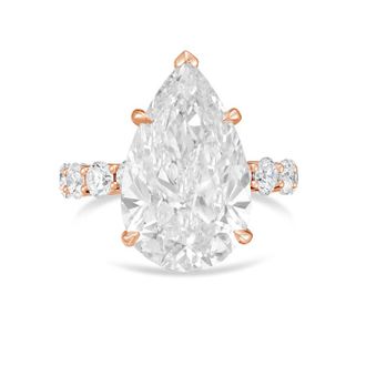Diana M. Jewels 14kt rose gold 3ct lab grown Pear Diamond Pav&eacute; Band Ring