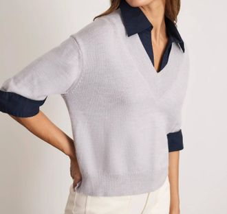 Tanya Taylor Esme Sweater Top In Light Heather Grey