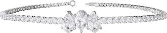 Diamond2Deal 925 Sterling Silver 2.75 Ct Pear Cut Lab Grown Diamond Bangle Bracelet 7