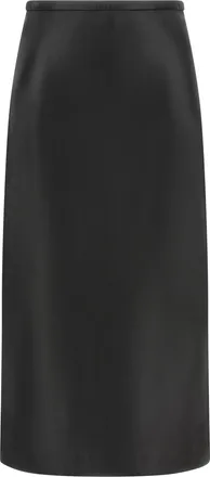 Co Black Lamb Leather Midi Womens Skirt