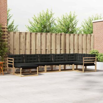 vidaXL Vidaxl Set Di Divani Da Esterno 7 Pz Bianco E Nero