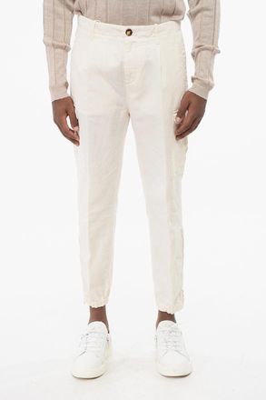 Brunello Cucinelli Pantaloni Cargo in Misto Lino con Zip alla Caviglia Brunello Cucinelli