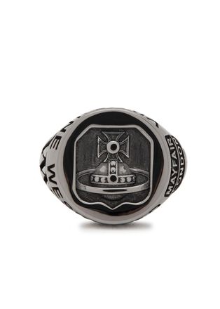 Vivienne Westwood Lancelot Chevalier Platinum Ring - Black - Xxl