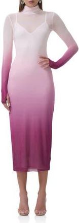 AFRM Shailene Long Sleeve Mesh Midi Dress in Mauve Ombre at Nordstrom Rack, Size X-Small