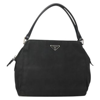 Prada Vintage Handbag Tessuto Black Nylon Handbag (Pre-Owned)